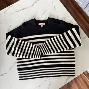 Philosophy Sweater Black And Cream Striped Crewneck Preppy Size SP